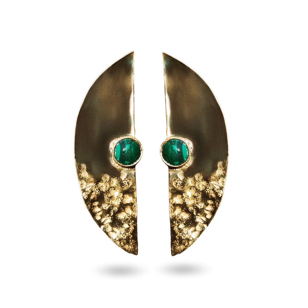 Aretes Luna Malaquita